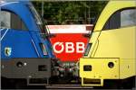 Impression der Loks, MWB 1116 911, BB 1116 187 und MWB Dispolok ES64U2 014 im Bahnhof Leoben.