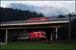 1116 103 unterquert mit einem OEC 568  Industrieland sterreich  die Inntalautobahn bei Kufstein in Richtung Bregenz. (08.09.2009)