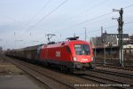 1116 133-8 (BB) fhrt am 23. Januar 2010 um 14:11 Uhr mit einem Gterzug durch Dsseldorf Rath