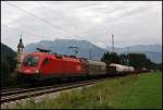 1116 188 hat einen gemischten Gterzug am Haken und bringt ihn in Richtung Salzburg. (Kloster Raisach am 11.08.2009)