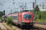 1116 143-7 mit dem an diesem Tag aufgrund von Bauarbeiten und einer Lokstrung,90 Minuten verspteten EC 113 Siegen - Klagenfurt Hbf. 04.06.2011, Mnchen-Heimeranplatz