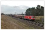 1116 165 am 4.3.2007 mit einem Autoganzzug kurz nach der Haltestelle Helmahof auf der Nordbahn.