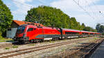 Am 27.07.2024 konnte 91 81 1116 220 mit ihrem Railjet in Aßling auf dem Weg nach München gesichtet werden.