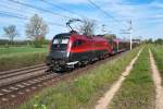 1116 229 schiebt den railjet 60 (Budapest - Mnchen) Richtung Wien Meidling. Die Aufnahme enstand am 29.04.2012 kurz vor Himberg. 