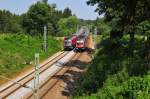 Zugbegegnung zweier Railjets der ÖBB am 13.08.15 auf der Strecke München-Salzburg bei Sossau.