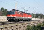 1142 654  PHILOMENA  rollt am Zugschluss eins Lokzuges in Richtung Wiener Neustadt.