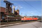 Nachdem 1144 040 und 1142 682 den Erzzug 55666 von Eisenerz nach Donawitz brachten, ging es anschlieend als Lokzug wieder retour nach Leoben. 
Donawitz 10.5.2012 