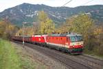 1144 117 + 1116 083 mit Güterzug bei Küb am 2.11.2017.