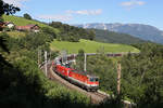 Den Abfaltersbachgraben-Viadukt überqueren 1144.228+1116 mit G-49415 kurz vor Eichberg am 1.7.18