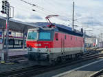 Graz. Die 1144 256 war am 10.03.2020 für Verschubarbeiten
am Grazer Hauptbahnhof zuständig. 