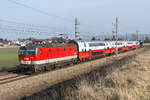 1144 288 mit REX 2826 von Wien nach Krems/Donau, am 01.02.2021 kurz nach Muckendorf-Wipfing.
