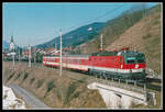1144 213 zieht am 26.03.2003 den R4481 (Selzthal - St.Michael) kurz nach Gaishorn durchs Paltental.