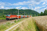 1144 014 ÖBB schiebt den REX 1776 (Linz Hbf - Passau Hbf) bei Wernstein, 22.07.2020