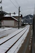 Der Bahnhof Hinterstoder an der Pyhrnbahn von Linz Hbf nach Selzthal strahlt noch immer den Flair von vor 40 Jahren aus.