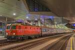 1144 040 mit Schnellzug 855 nach Graz am Wienner Hauptbahnhof am 28.12.2024