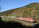 An einem wunderschönen Spätherbsttag im Okotber 2024 traktionierte die 1144 093, die 1144 075 sowie die 1144 049 den aus Villach kommenden RCA-Güterzug 54752 und wurden dabei von mir nahe der ehemaligen Halstestelle Badl fotografiert.