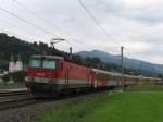 1144 067 mit REX 1509 Wrgl Hauptbahnhof-Salzburg Hauptbahnhof bei Brixen im Thale am 18-8-2010.