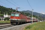 1144 026 mit S 5027 Wrgl Hauptbahnhof- Schwarzach-St.Veit bei Brixen im Thale am 24-7-2013.