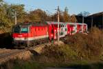 Nach dem Ende der Sommerzeit ist das Sonnenlicht im Wiener Wald recht bald verschwunden. 1144 085 schiebt den REX 1629 nach Wien Westbahnhof. Unter Oberndorf, kurz bevor sich die Sonne hinter den Hgeln des Wienerwaldes verabschiedet hat, am 28.10.2013.