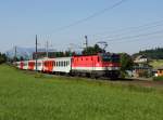 Die 1144 009 mit einem REX am 04.06.2014 unterwegs bei Weng.