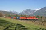 1144.089+1116 fahren mit G-43401 vor dem weissen Schneeberg und Rax am Eichberg bergwärts. 27.3.16