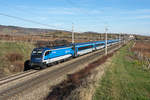 CD railjet 73, unterwegs von Prag nach Graz, bei Pfaffstätten. Das Foto entstand am 22.11.2020.