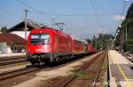 Der interessanteste Zug des Tages: 1216 002-6 war mit einem Schadwagenzug nach Hall i.T. unterwegs,Brixlegg (sterreichurlaub 20.08.09)