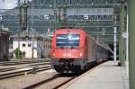 BB Rh 1216 017 mit ihrem EuroCity nach Milano Centrale in Brennero/Brenner. 2.8.2012
