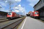 Almdudler Taurus (541 013) und 1216 006 in Villach Hbf am 25.07.2014