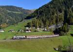 1216 020 mit EC 85 von Mnchen Hbf nach Bologna Centrale am 23.10.2012 unterwegs bei St. Jodok am Brenner.