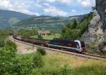 1216 025 mit G 44203 von Hall in Tirol nach Brescia am 20.07.2013 bei Sterzing.