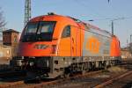 1216 901-9 der RTS, abgestellt in Bonn Beuel am 08.04.2012, Fotostandpunkt Bahnsteig Gleis 3 