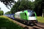 WLC 1216 954-8 mit Werbung Hdlmayr vor leerem Ganzzug Autotransport Richtung Passau, KBS 880 Nrnberg - Passau, fotografiert zwischen Snching und Radldorf am 20.06.2012