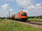 Die 1216 902 mit einem Kesselzug am 08.06.2013 unterwegs bei Bruckberg.