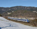 Der altehrwürde 4020 269 war am 07. Feber 2017 als  R 6843 über den Semmering unterwegs, fotografiert auf der  Apfelwiese  bei Eichberg.