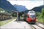 4023 005  MARKTGEMEINDE OBERALM  rollt am 26.06.08, als RB 5068 (S3) von Berchtesgaden Hbf nach Schwarzach St.Veit, aus dem Bahnhof Bad Reichenhall aus.