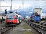 S3 5765 mit 4024 092-7 und drei Loks von Widmer Rail Service in St.Margrethen. (07.03.2017)