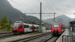 ÖBB und DB treffen sich im Bahnhof Mittenwald. Aufgenommen am 1.10.2018 15:38