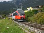 Ein BB Talent 4024 eilt als R5452 von Innsbruck nach Scharnitz gen Karwendel.