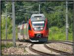 Triebwagen 4024 005 Talent als REX 1704 nach Mrzzuschlag.
Zeltweg 19.07.2007