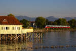 Ein 4024 in neuer Lackierung auf dem Bahndamm Lindau.