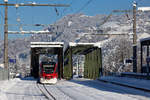 4024 069-2 durchfährt die Dornbirner Achbrücke und erreicht  nun Schoren. 16.01.21