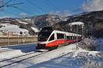 Am 3.12.2023 fuhren der 4024 132 und der 4024 045 als Leerpersonenzug von Graz Hbf nach Selzthal hier beim Vorfahrtshalt in der  Brucker Schleife  im Bahnhof Bruck an der Mur.