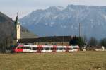 4024 071 mit RB 5120 auf dem Weg nach Rosenheim, am Kloster Reisach bei Oberaudorf (20.02.2008).