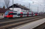 Und gleich noch eine Doppeltraktion, diesmal von Triebwagen der BR 4024, welche man so uerst selten auf der Relation Kufstein - Innsbruck sieht. (Brixlegg, 02.12.2008).