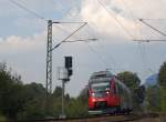 RB 5123 Rosenheim - Telfs/Pfaffenhofen wird gleich den letzten deutsche Bahnhof vor der Grenze erreichen, aufgenommen nrdlich von Kiefersfelden.