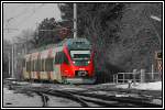 Triebwagen der Reihe 4024 am 15.1.2006 bei der Einfahrt in Kritzendorf. (Franz-Josefs-Bahn)