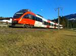 4024 118-4 als R 4870 (Spittal-Millstättersee - Lienz) am 3.3.2015 beim Halt in Berg im Drautal.