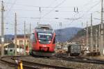 4024 121-8 am 04.Februar 2016 als R1713 bei der Ausfahrt aus Knittelfeld.