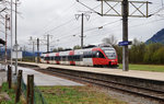 4024 113-5 als S1 4228 (Greifenburg-Weißensee - Friesach), am 9.4.2016 in Greifenburg-Weißensee.